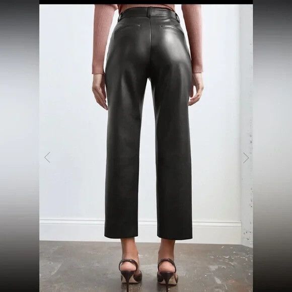 Gorgeous Artitzia BABATON Cropped Black Vegan Leather Trouser Pant SZ 6 - Picture 3 of 14